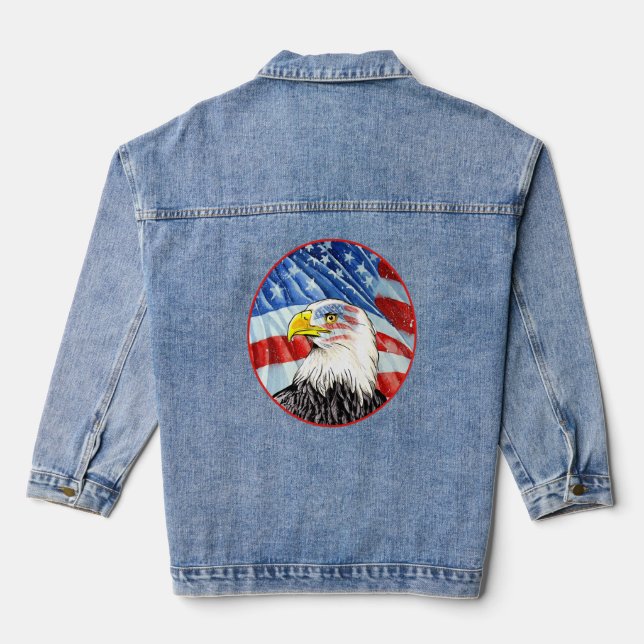 Bald Adler 4. Juli American Flag Patriotic Fre Jeansjacke (Rückseite)