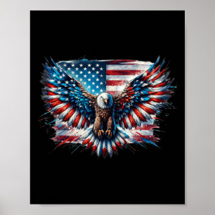 Bald Adler 4. Juli American Flag Patriotic Fre Poster