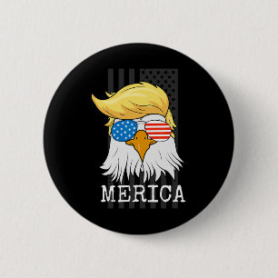 Bald Adler 4. Juli Trump American Flag Funny G Button