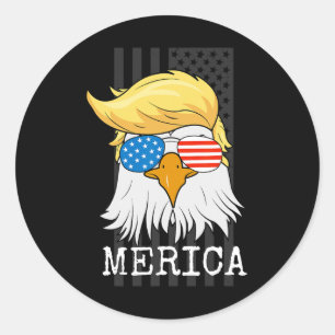 Bald Adler 4. Juli Trump American Flag Funny G Runder Aufkleber