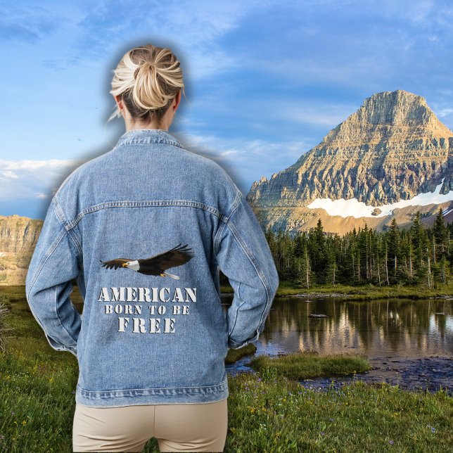 Bald Adler Amerikaner Geboren frei sein Jeansjacke (Von Creator hochgeladen)