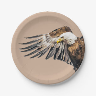 Bald Adler auf dem Flügel Pappteller