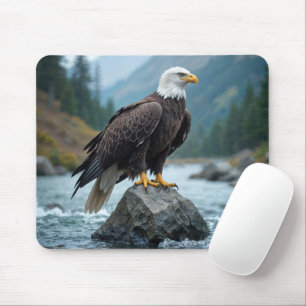 Bald Adler auf einem Felsen Mousepad