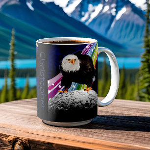 Bald Adler auf Moon Fun Rainbow Space Fans Name Kaffeetasse