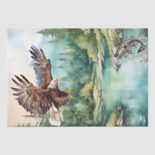 Bald-Adler-Forellen Wasserfarbe Gewebe Seidenpapier
