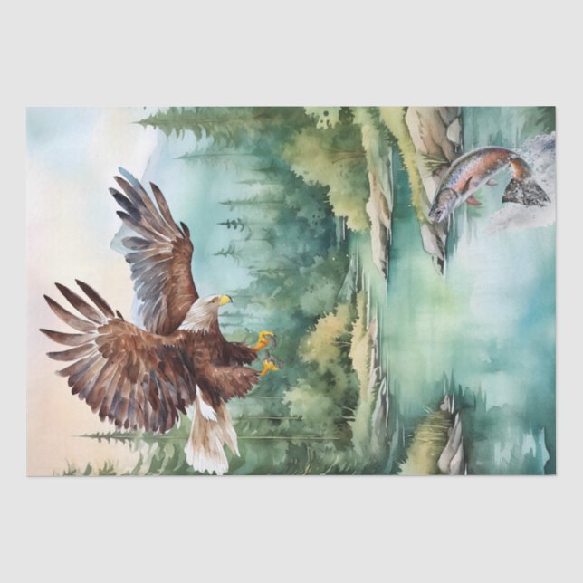 Bald-Adler-Forellen Wasserfarbe Seidenpapier (Vorderseite)