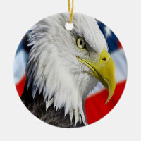 Bald-Adler-Kopf und eine amerikanische Flagge