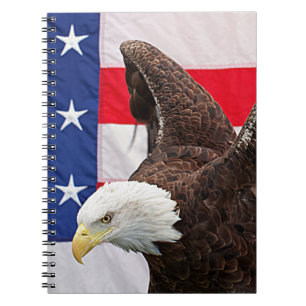 Bald Adler mit amerikanischer Flagge Notizblock