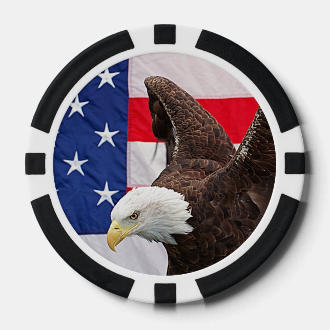 Bald Adler mit amerikanischer Flagge Pokerchips (Vorderseite)