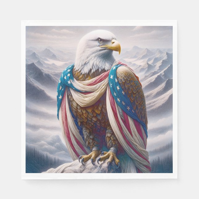 Bald Adler mit einer Träne und amerikanischer Flag Serviette (Vorderseite)