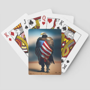 Bald-Adler mit Rüstung, die eine amerikanische Fla Spielkarten