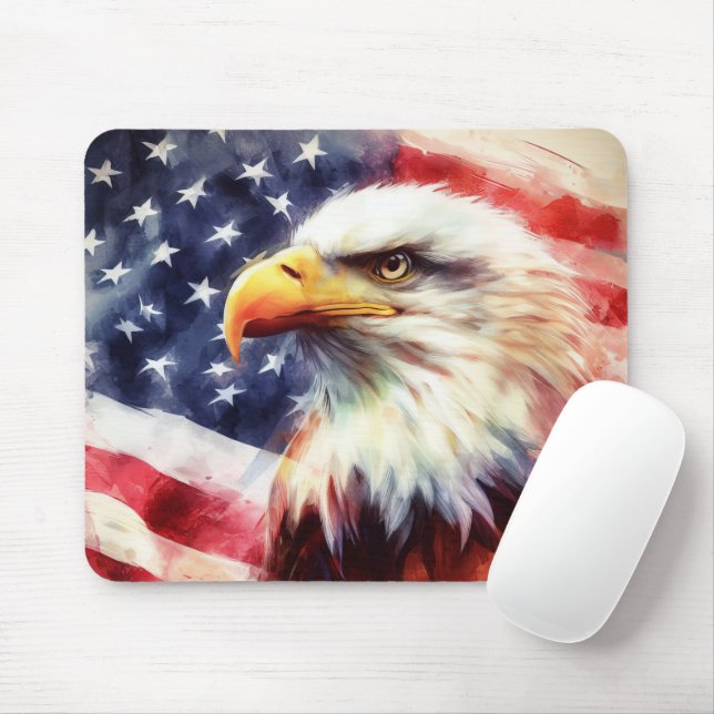 Bald-Adler mit USA-Flagge Mousepad (Mit Mouse)