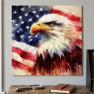 Bald-Adler mit USA-Flagge Poster