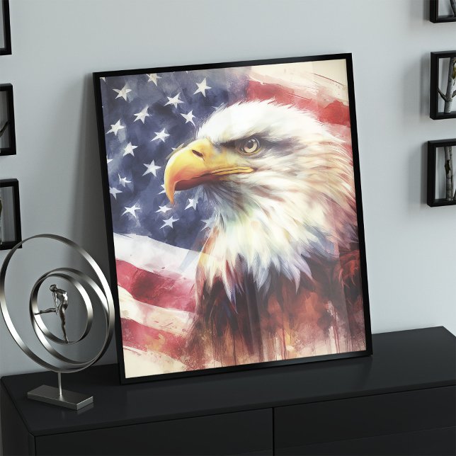 Bald-Adler mit USA-Flagge Poster (Von Creator hochgeladen)