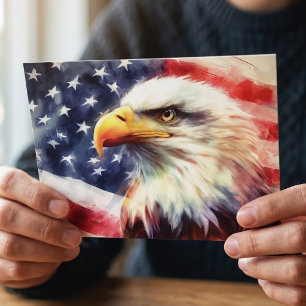 Bald-Adler mit USA-Flagge Postkarte