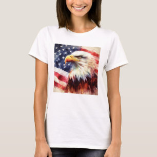 Bald-Adler mit USA-Flagge T-Shirt