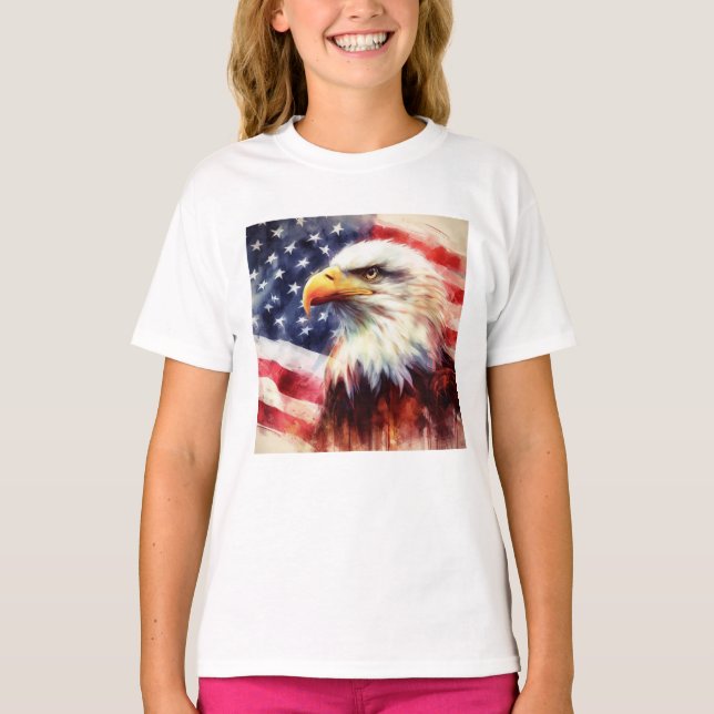Bald-Adler mit USA-Flagge T-Shirt (Vorderseite)