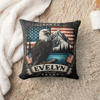 Bald Adler Nesting Near Mountain Lake with Fags Kissen