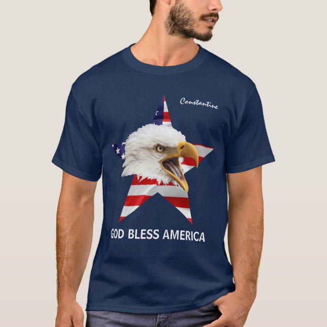 Bald Adler, Stern, Flag, anpassbarer Chic T-Shirt (Vorderseite)