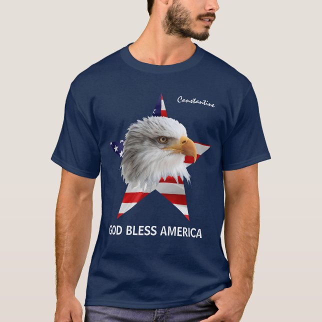 Bald Adler, Stern, Flag individuell anpassbar schö T-Shirt (Vorderseite)