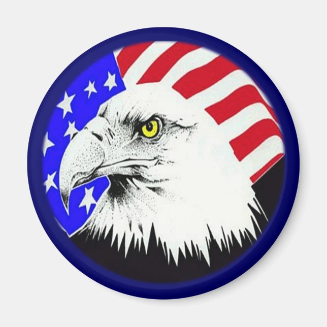 Bald-Adler und amerikanische Flagge Magnet (Vorne)