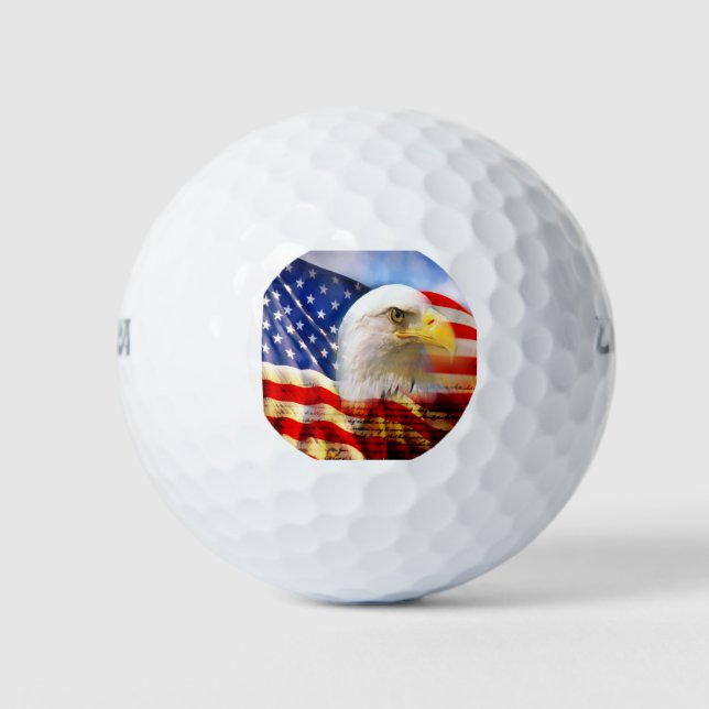 Bald Adler und die amerikanische Flagge Golfball (Vorderseite)