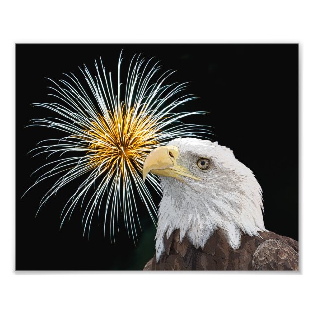 Bald Adler und Feuerwerke Fotodruck (Vorne)