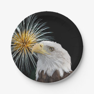Bald Adler und Feuerwerke Pappteller