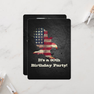Bald Adler und Flag am Schwarzen 50. Geburtstag Einladung