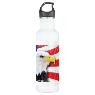 Bald Adler und Flagge Trinkflasche