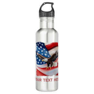 Bald Adler & US Flag 4. Juli Edelstahlflasche