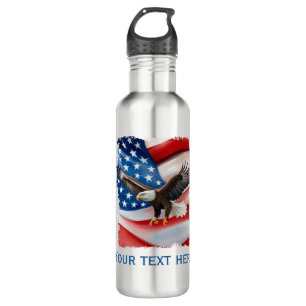 Bald Adler & US Flag 4. Juli Edelstahlflasche