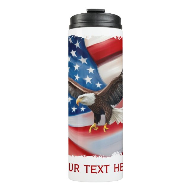 Bald Adler & US Flag 4. Juli Thermosbecher (Vorderseite)
