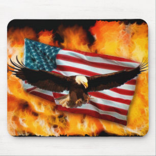 Bald Adler, US-Flagge und Flammen Patriotische Mou Mousepad