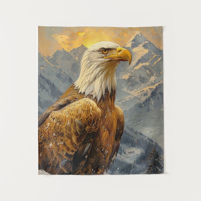 Bald-Adler-Wasserfarbengebirge Wandteppich (Vorderseite)