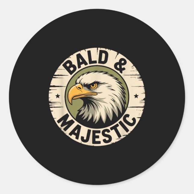 Bald And Majestic, Hairless Baldness And Balding M Runder Aufkleber (Vorderseite)