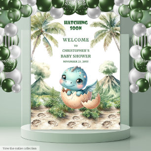 Bald auf Baby Duschbanner Blue Dinosaurier Wandteppich