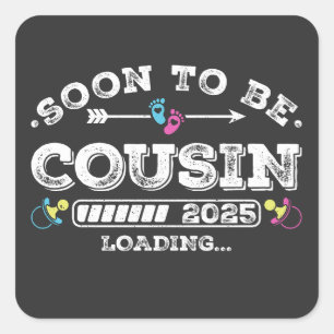 Bald auf Cousin 2025 Ladung Quadratischer Aufkleber