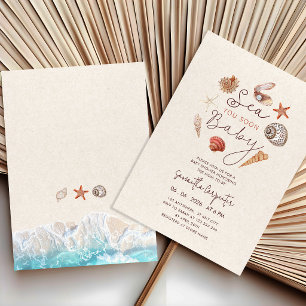 Bald auf Wiedersehen Muscheln Sand Babyparty Einladung