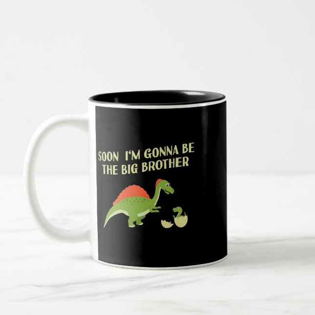 Bald bin ich die große Bruder Dino Egg Dinosaurier Zweifarbige Tasse (Links)
