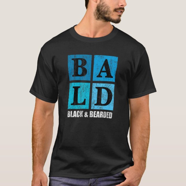 Bald Black Bartded American Bald Man T-Shirt (Vorderseite)