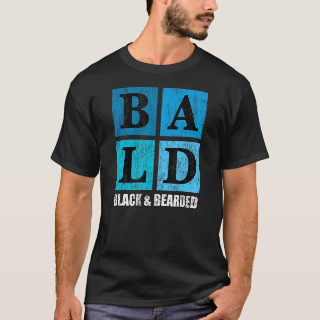 Bald Black Bartded American Bald Man T-Shirt (Vorderseite)