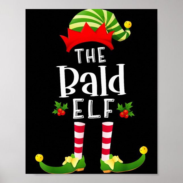 Bald Christmas Elf Matching Pajama X-mas Party  Poster (Vorne)