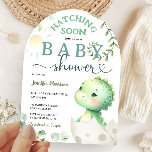 Bald Dinosaur Baby Dusche Green Dino Arch Einladung