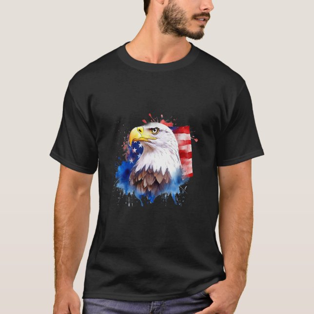 Bald Eagle 4th of July American Flag Country Tee (Vorderseite)