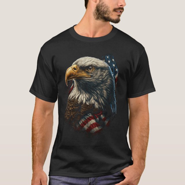 Bald Eagle 4th of July  American Flag Distressed R T-Shirt (Vorderseite)