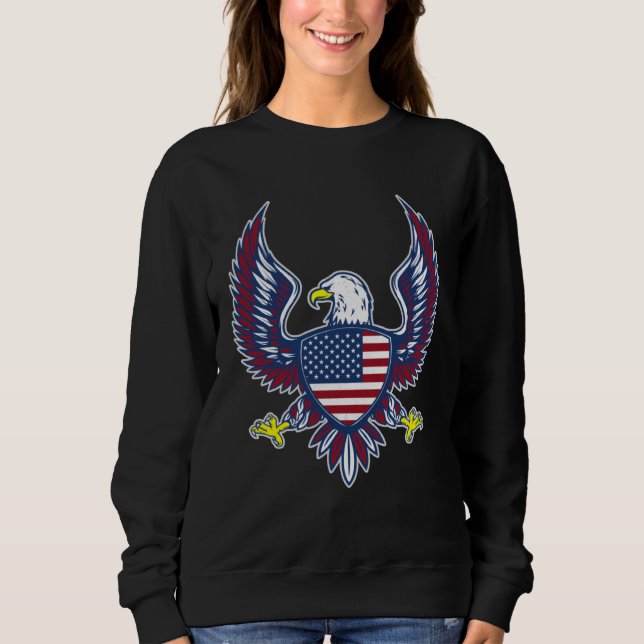 Bald Eagle 4th of July Christmas American Flag Cou Sweatshirt (Vorderseite)
