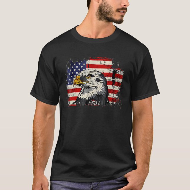 Bald Eagle 4th of July  USA American Flag Country T-Shirt (Vorderseite)