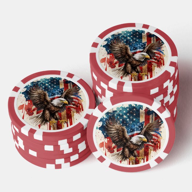 Bald Eagle Abstrakt USA Flag Pokerchips (Stapel)