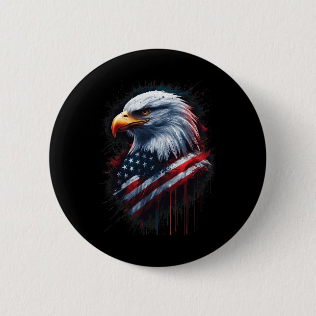 Bald Eagle American Flag 4. Juli Patriotische Tint Button (Vorderseite)